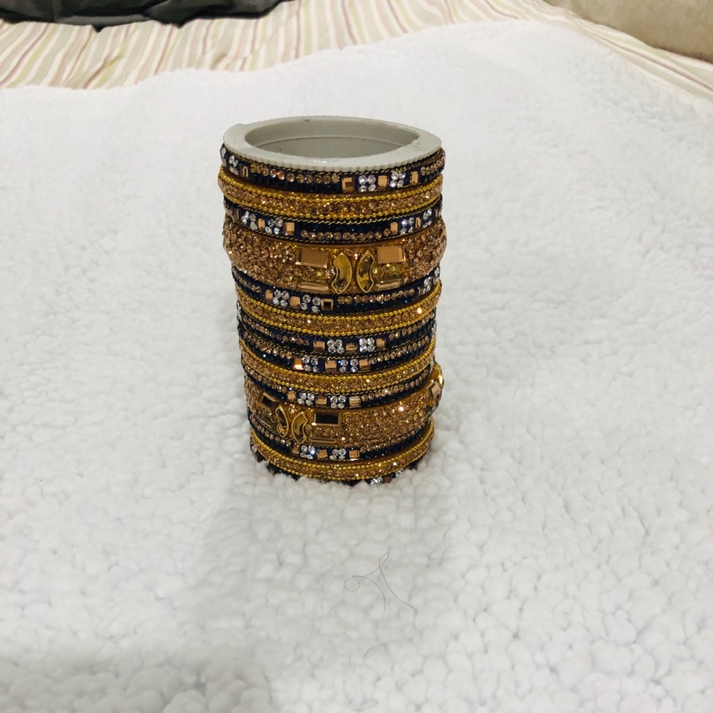 One set Indian Bangles Blue and Gold